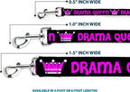 Full 6-foot length layout of the black and fuchsia crown graphic dog lead