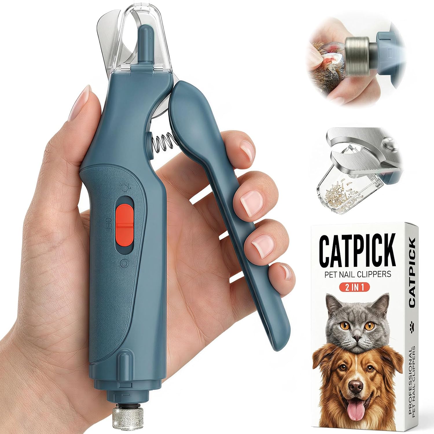 CATPICK 2-in-1 Cat Nail Clippers & Dog Nail Clippers Trimmers for Large Medium Small Dogs Cats Claw Trimmer Quick Sensor and Safety Guard USB Rechargeable with 2 LED Lights Dogs Nail Trimmer - Image 15
