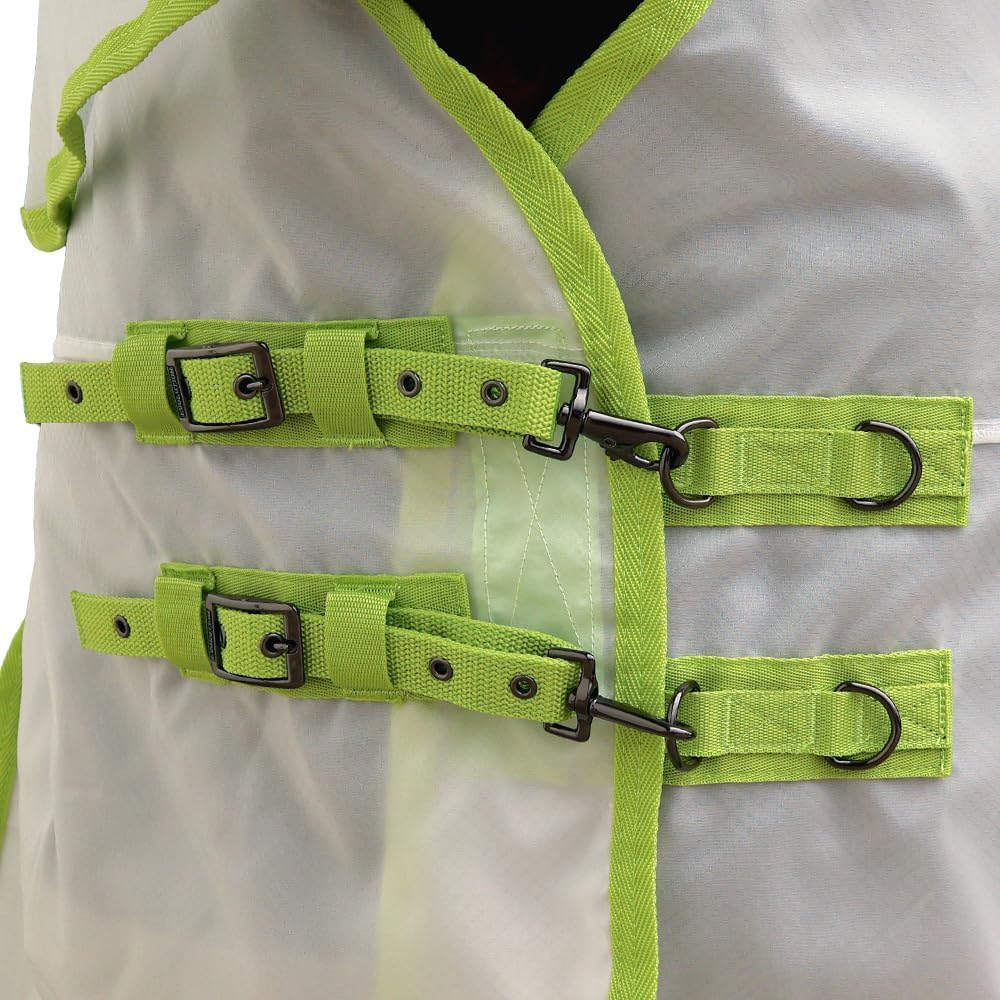 Rugged Ride horse fly rug showing the detachable neck cover with Velcro closures