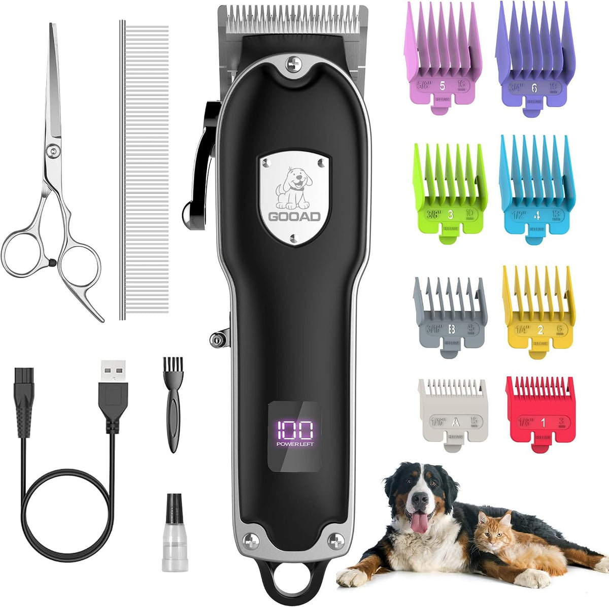 Dog Clippers for Grooming for Heavy Thick Hair&Coats,Low Noise Dog Hair Trimmer,Rechargeable Cordless Pet Shaver with Stainless Steel Blade, Dog Grooming Kit for Small Large Dogs Pets (Sliver) - Image 9