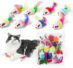Different colored gradient mouse toys illustrating the assorted variety included in the pack