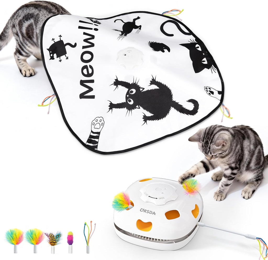 ORSDA 4 in 1 Interactive Cat Toys - Automatic Cat Toys for Indoor Cats & Kittens, 8 Holes Mice Whack-A-Mole, Hide and Seek Smart Motion with 5PCS DIY Replacement Refills - Image 10