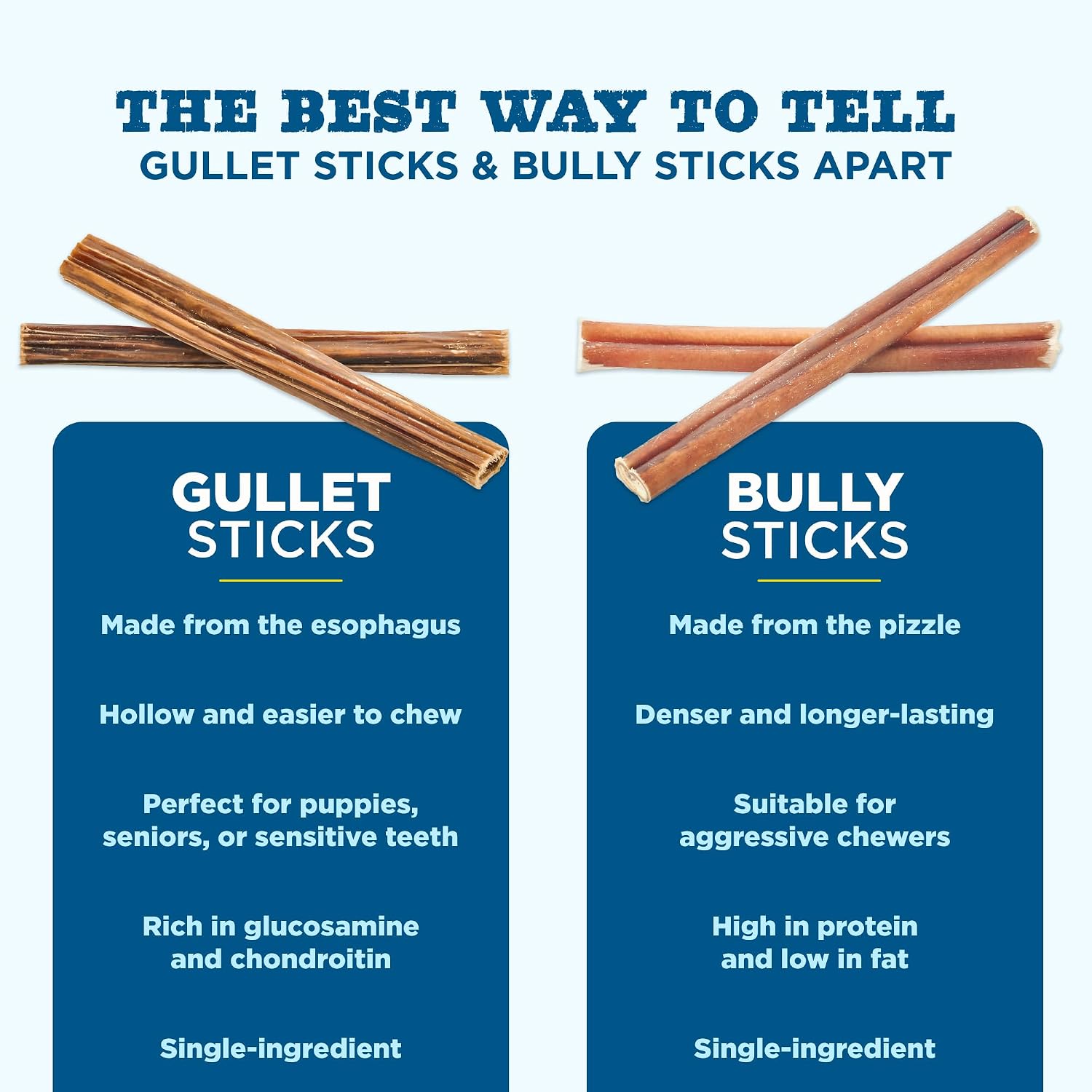 Best Bully Sticks six inch single ingredient dog treat dimensions display.
