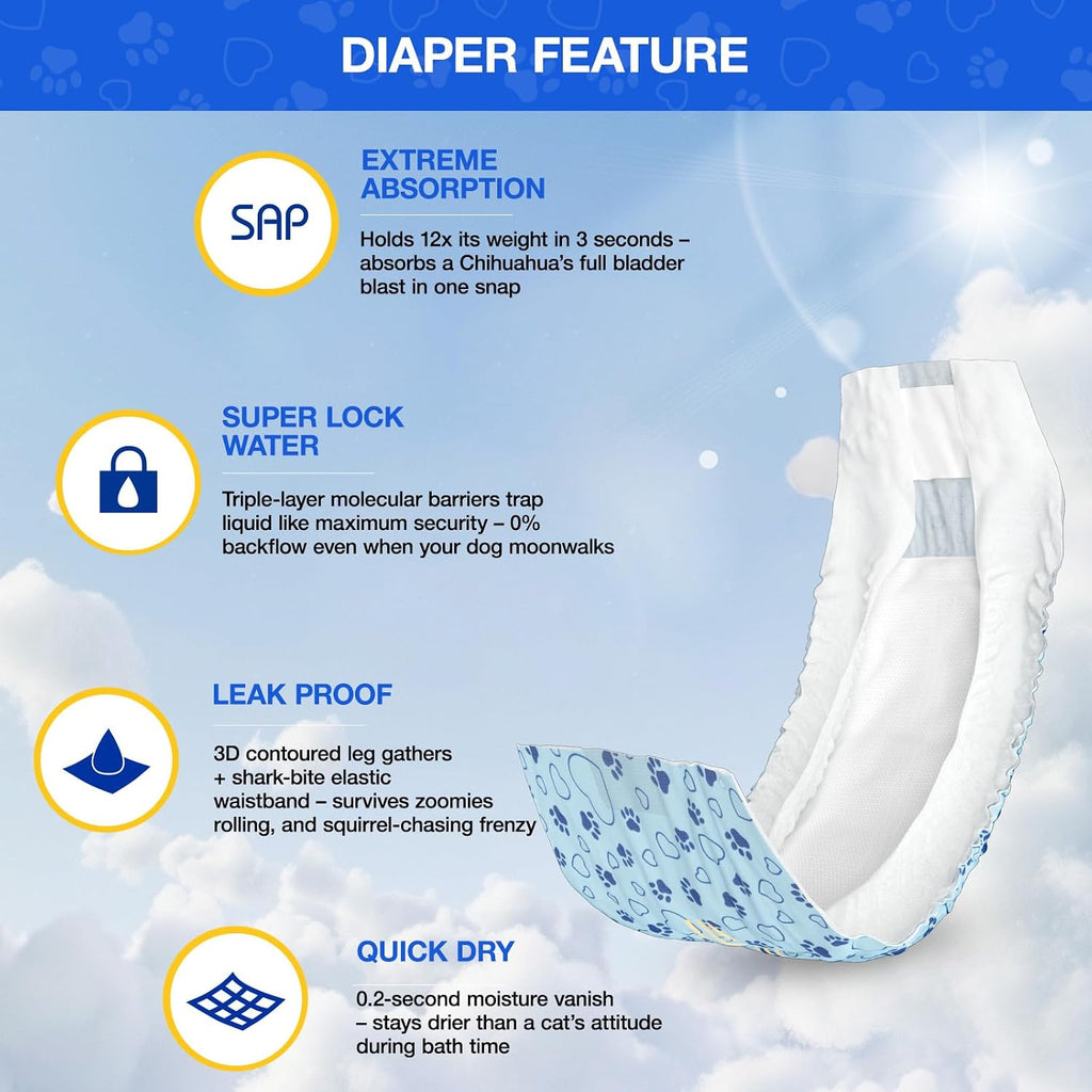 Close up view of the Flashdry gel technology layer on the inner lining of the male dog diaper.