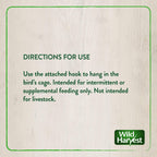 Side view of Wild Harvest interactive bird snack with hanging hook