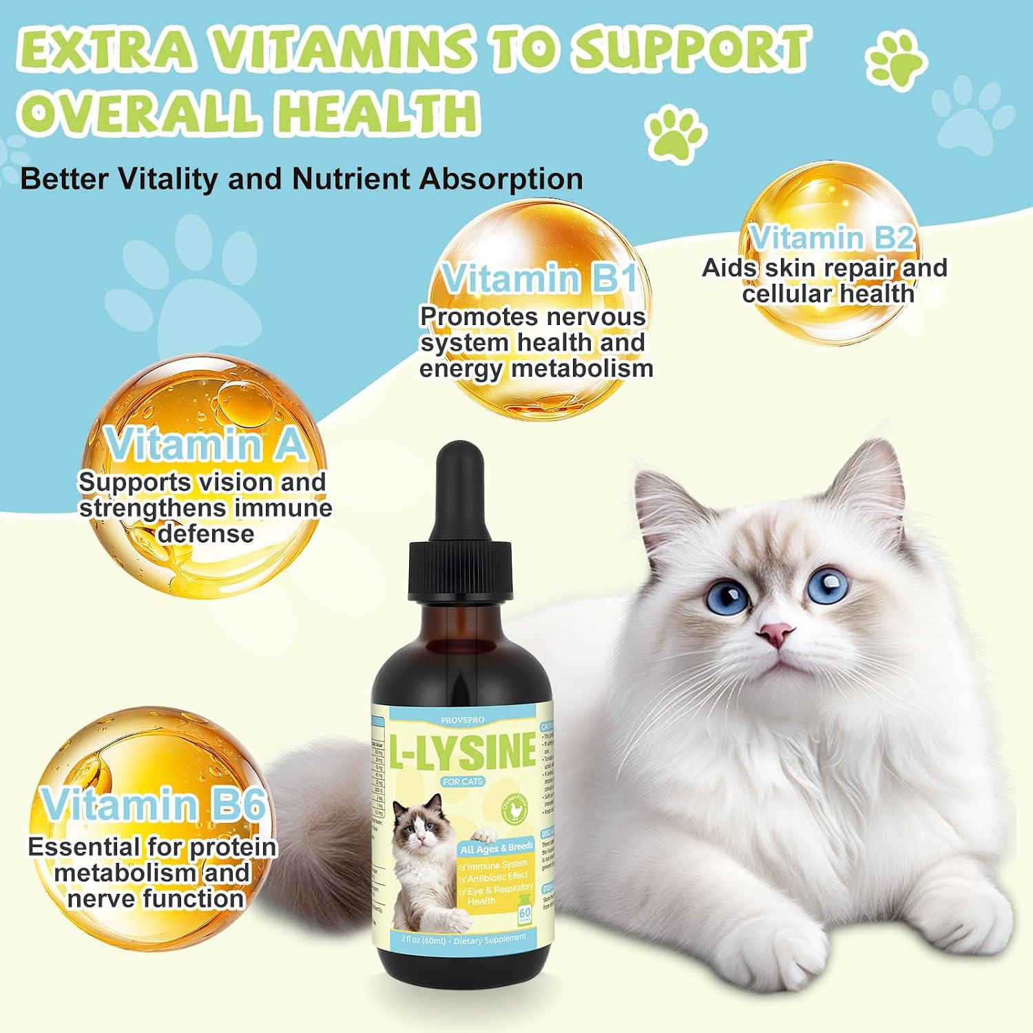 Authentic USA imported feline immune support drops packaging side view