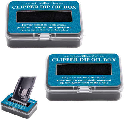 Tizee hair clipper blade oil dip box front view showing the dual plastic maintenance containers for professional trimmer care