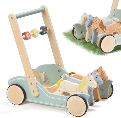 Giant Bean wooden baby push walker with galloping ponies