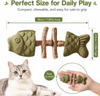 Close up of textured fish bone cat dental toy