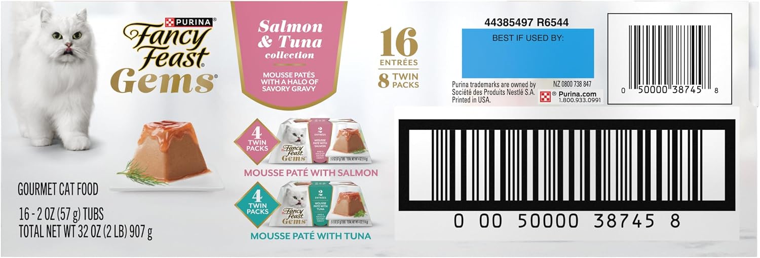Fancy Feast Gems Pate Cat Food Mousse Salmon or Tuna and a Halo of Savory Gravy Wet Cat Food Variety Pack - (1) 8 ct. Boxes - 8 ct. Box - Image 9