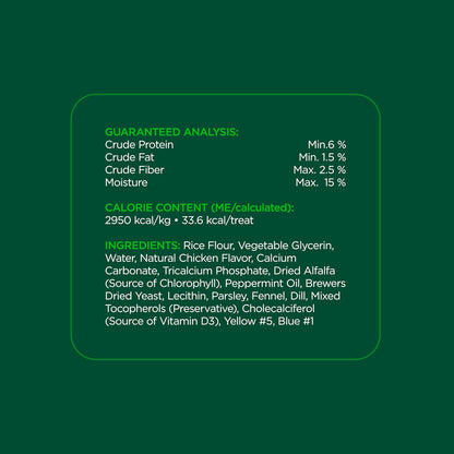 Minties small dog dental chews outer packaging highlighting the USA manufactured origin.