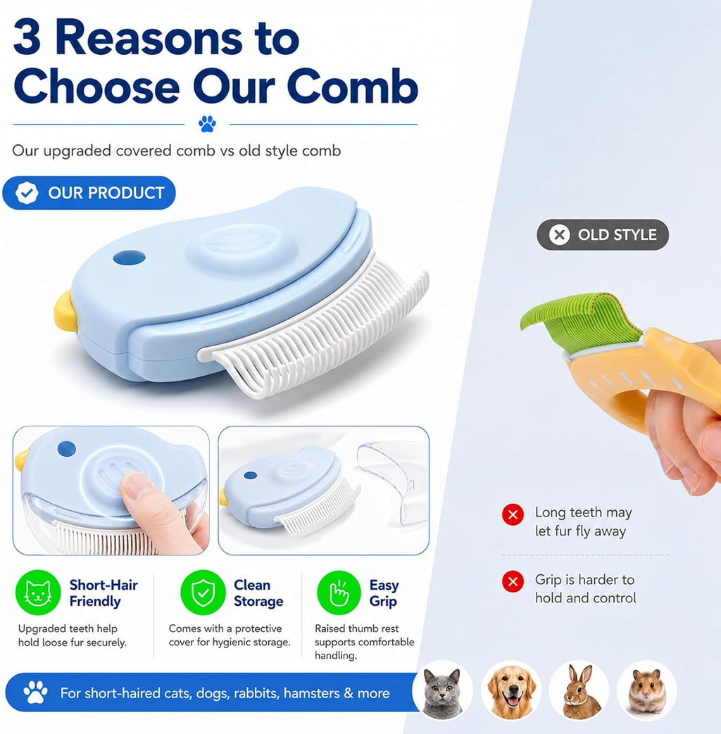 Ergonomic grip design of Petobey pet grooming combs