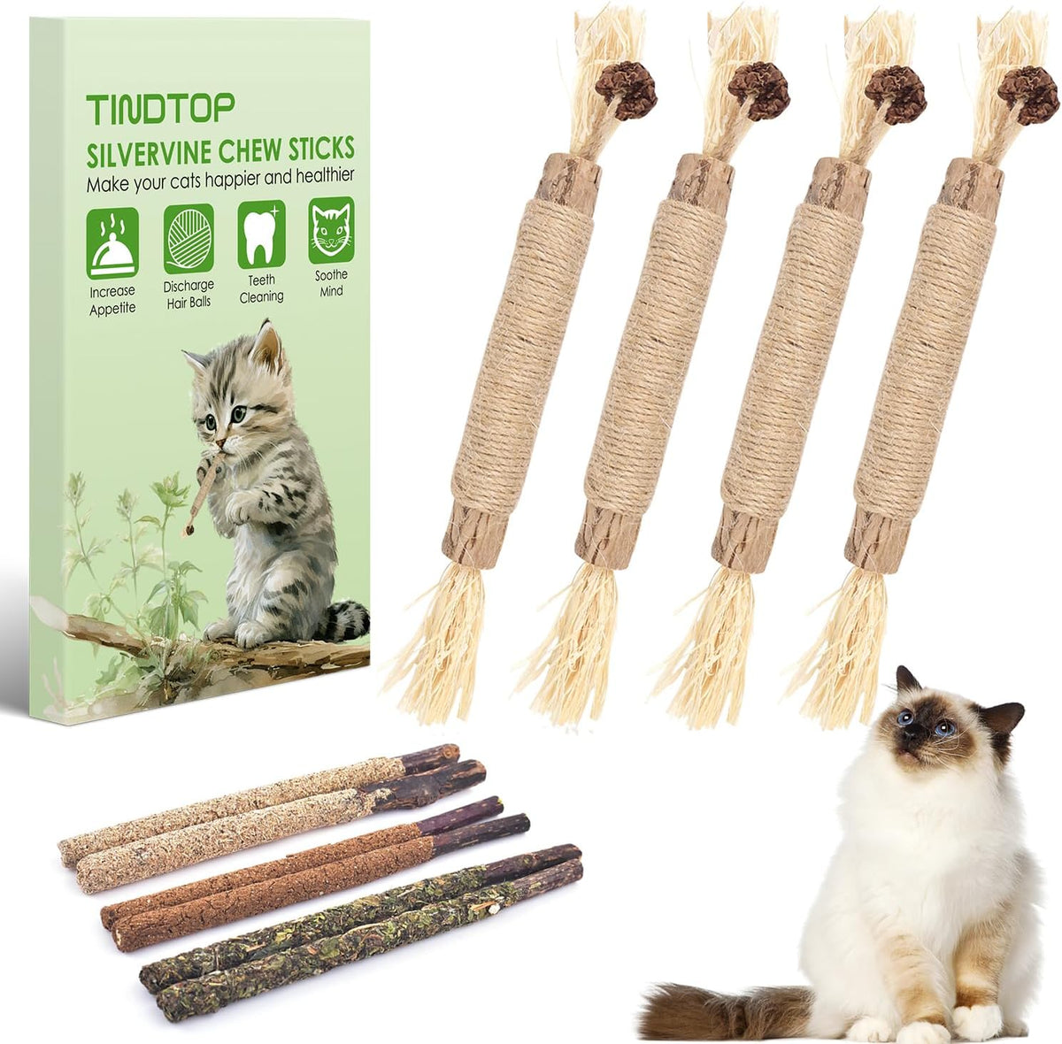 Tindtop silvervine chew sticks for cats pack of ten