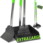Ergonomic anti slip handle grip on heavy duty dog poop scooper.