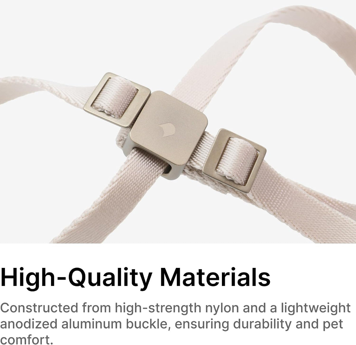 Adjustable side straps and escape proof safety buckle mechanism of the pet harness.