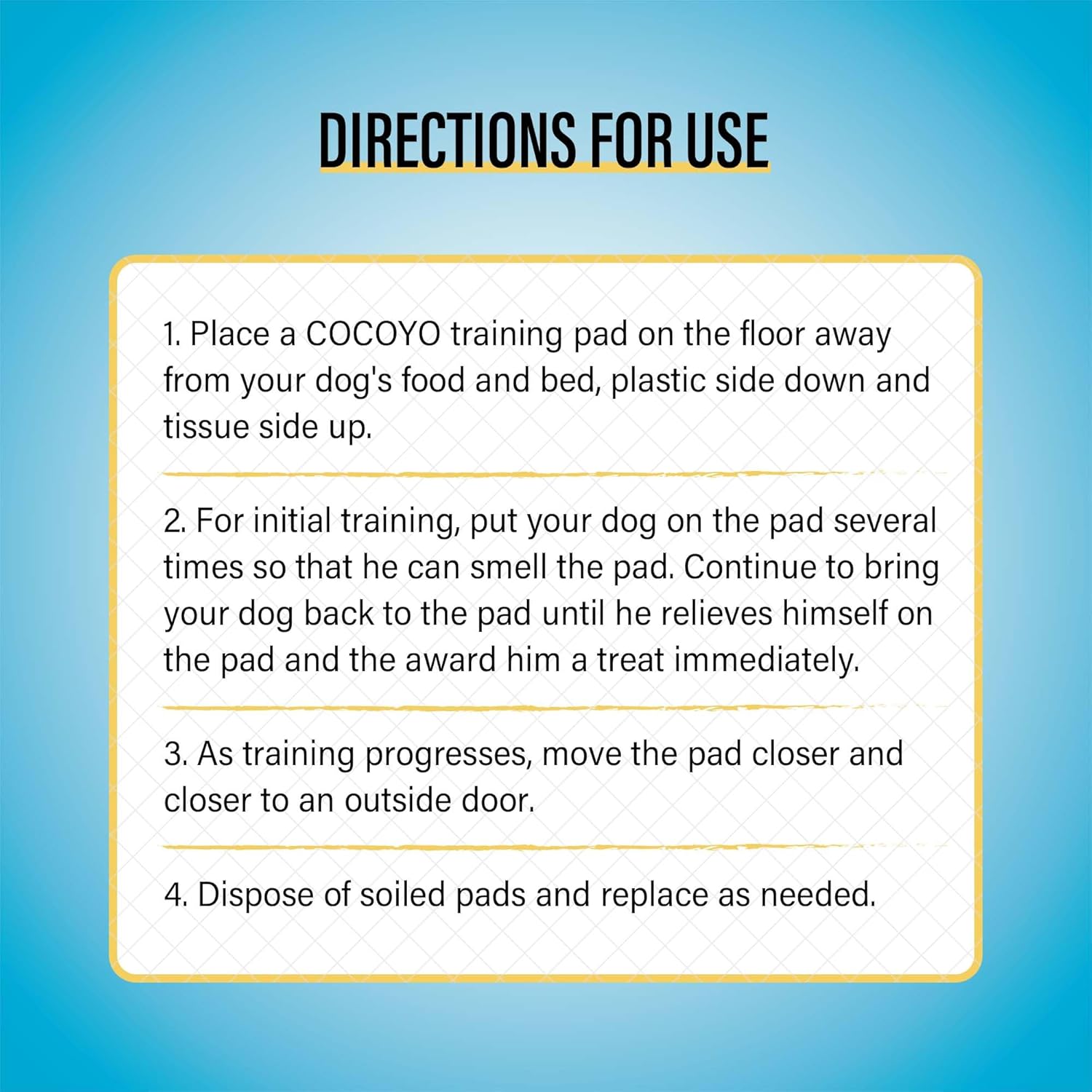 Water absorption test demonstration on a white COCOYO puppy pad