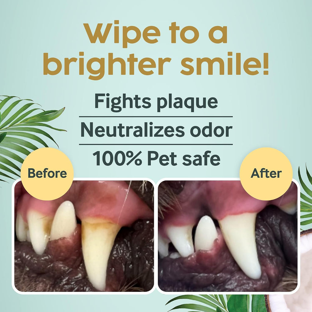 Textured pet finger sleeve wipe close up for plaque and tartar removal