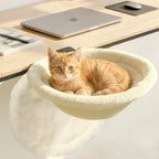 Pawaboo Cat Desk Bed, Sunken Cats Hammock with Steel Clamp Hold up to 40lbs, One-click Foldable Cat Side Table Beds with Soft Plush, Reversible & Washable Hanging Cats Bed for Game Office Home Desktop - Image 11