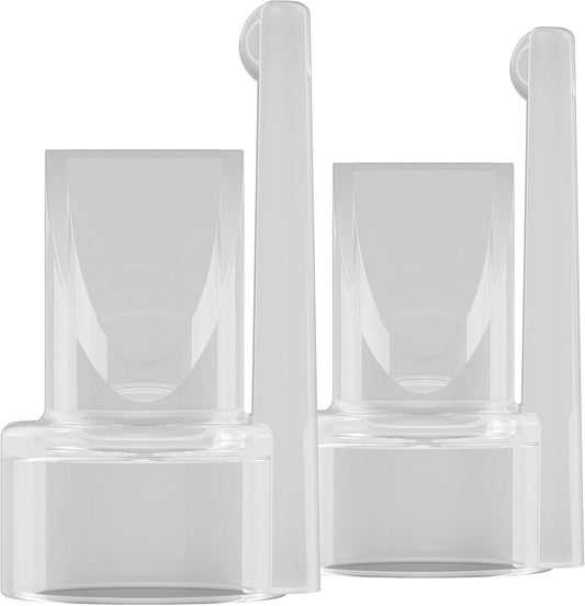 Dr. Brown's Replacement Duckbill Valves front view showing clear silicone design with easy-pull tabs for breast pump suction maintenance.