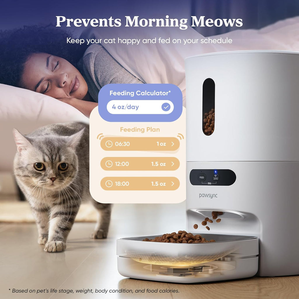 Three point six liter automated pet feeder showing mobile app control screen