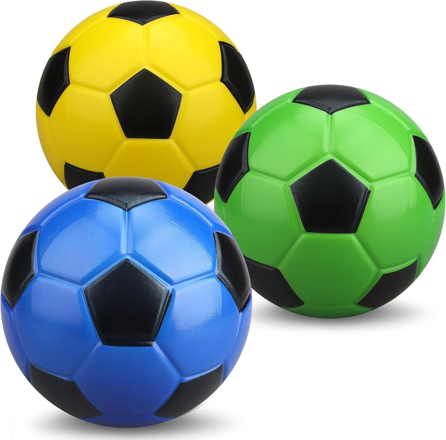 Mechaniker foam mini soccer balls pack of 3 rainbow colors front view