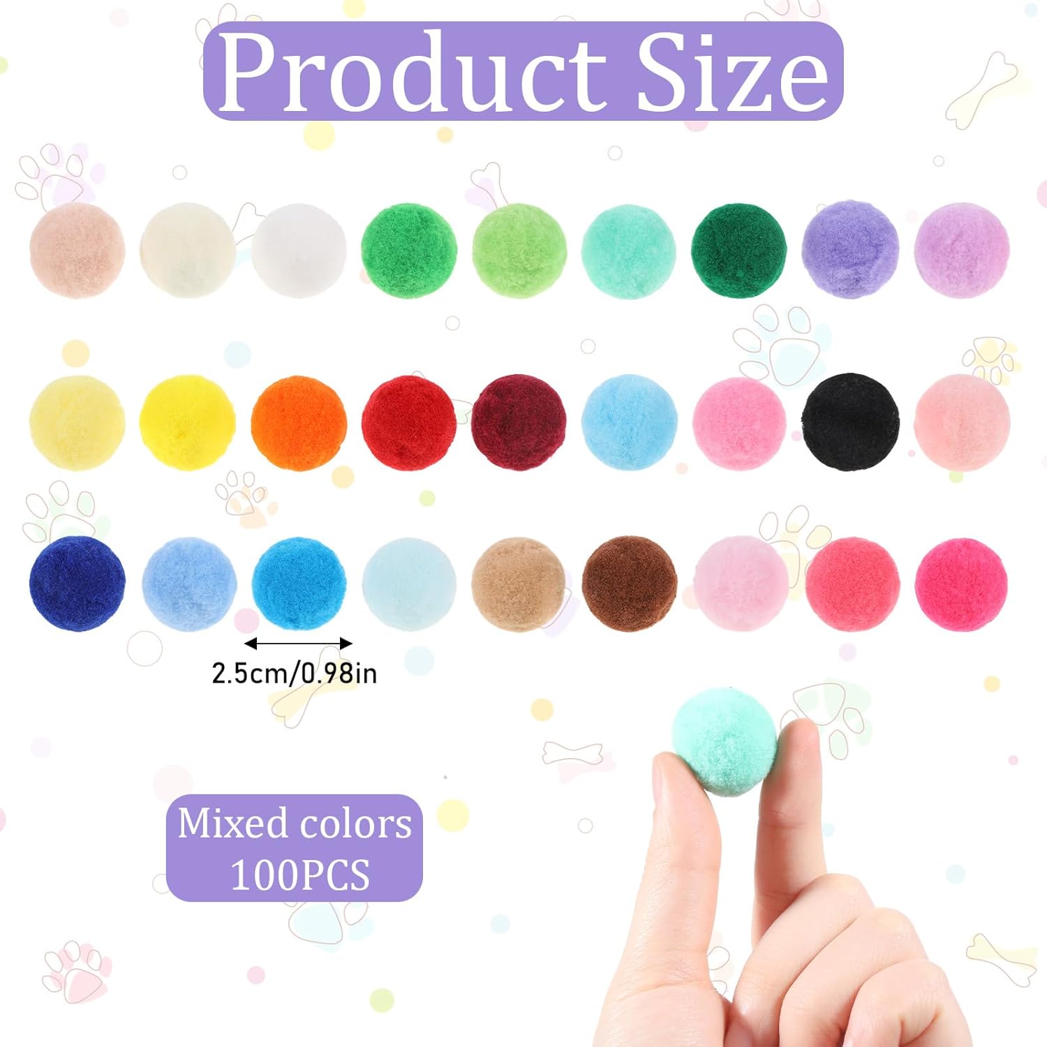 1 inch polyester pom pom balls for kittens and cats