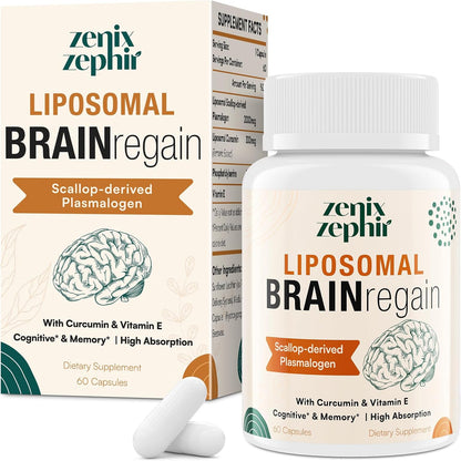 Zenixzephir Liposomal Plasmalogen with Curcumin and Vitamin E front bottle view