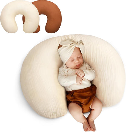 Pro Goleem muslin nursing pillow cover set in brown and beige