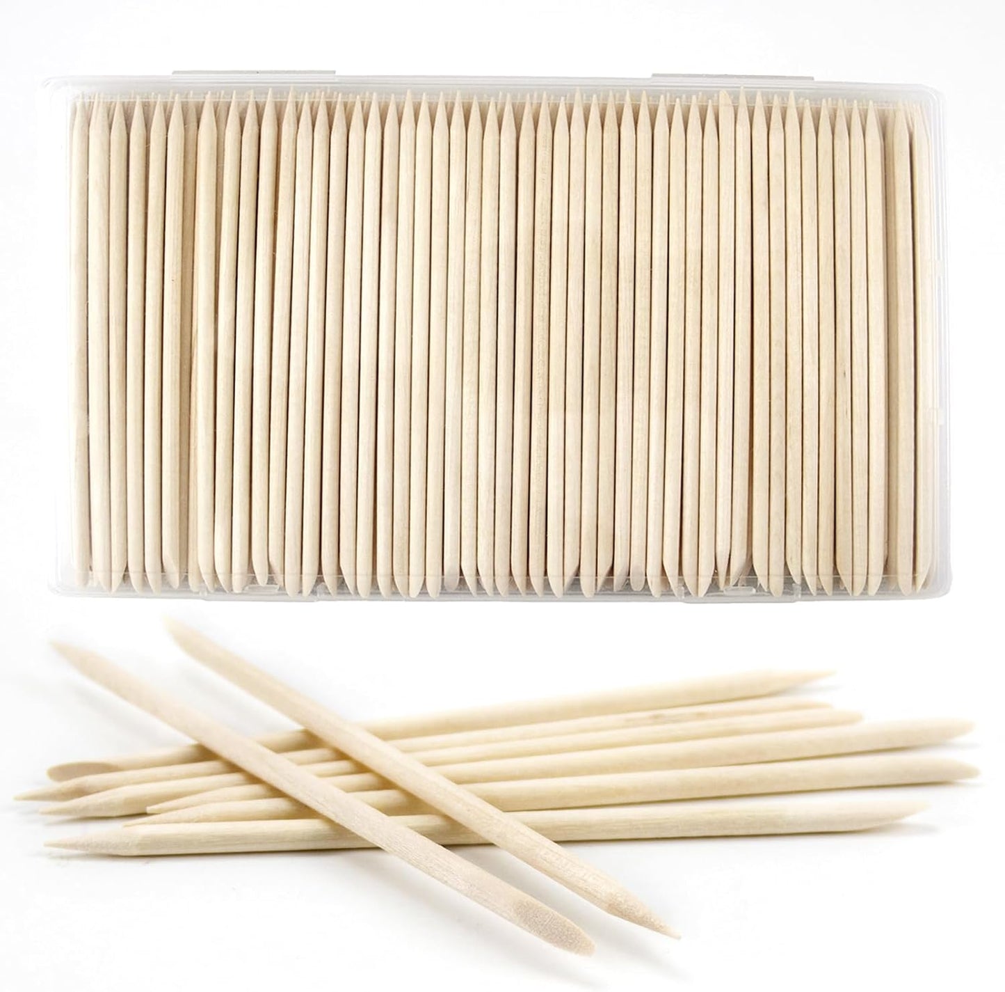 Bcowos 180 pieces orange sticks for nails in storage case