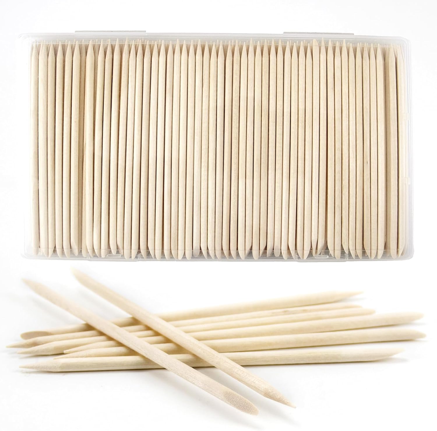Bcowos 180 pieces orange sticks for nails in storage case