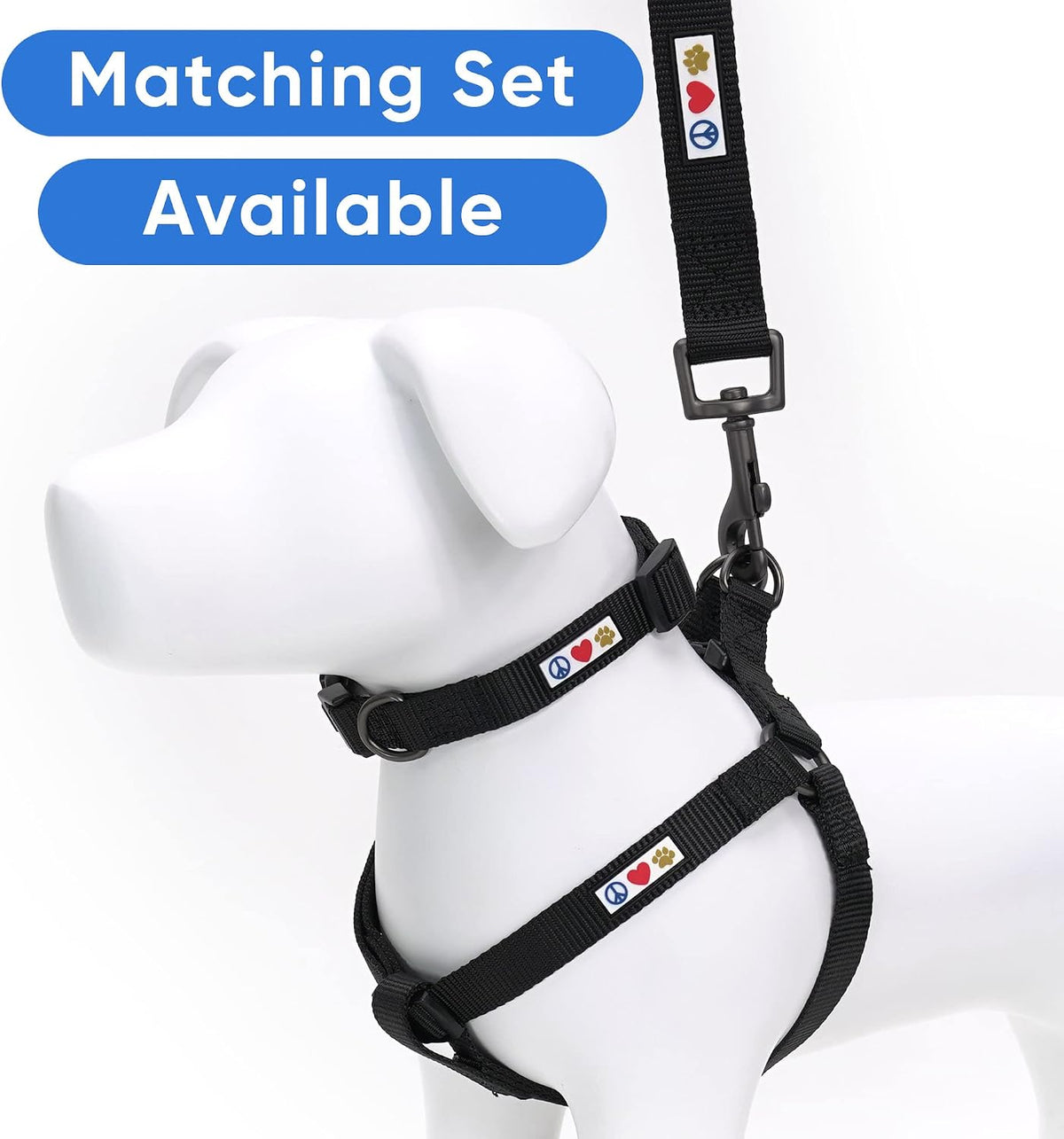 Adjustable strap detail on Pawtitas black dog harness