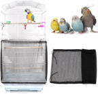Daoeny Universal Bird Cage Cover, Adjustable Parrot Nylon Airy Soft Mesh Net, Seed Feather Catcher, Birdcage Cover Skirt Sheer Guard for Parakeet Macaw Round Square Cages (White) - Image 9