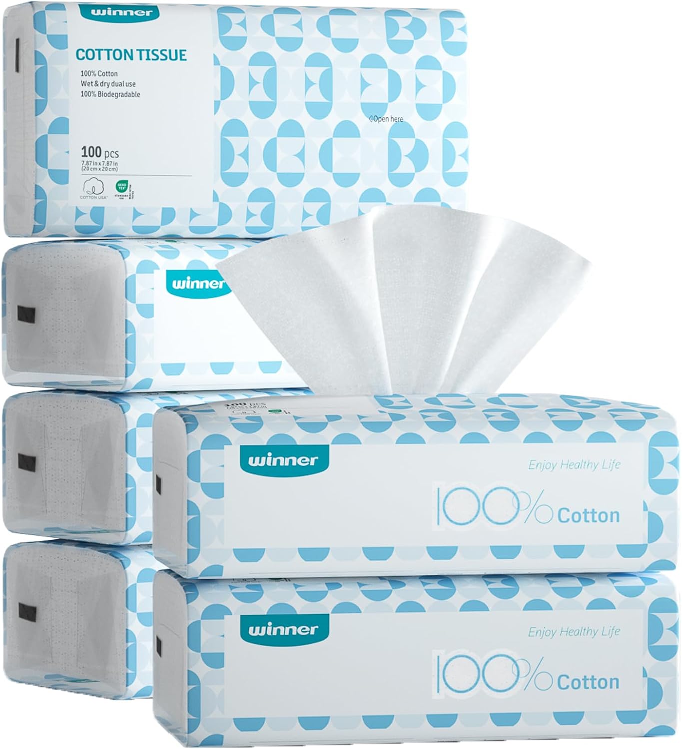 Winner Soft Face Towels 600 count pack front view facial tissues.