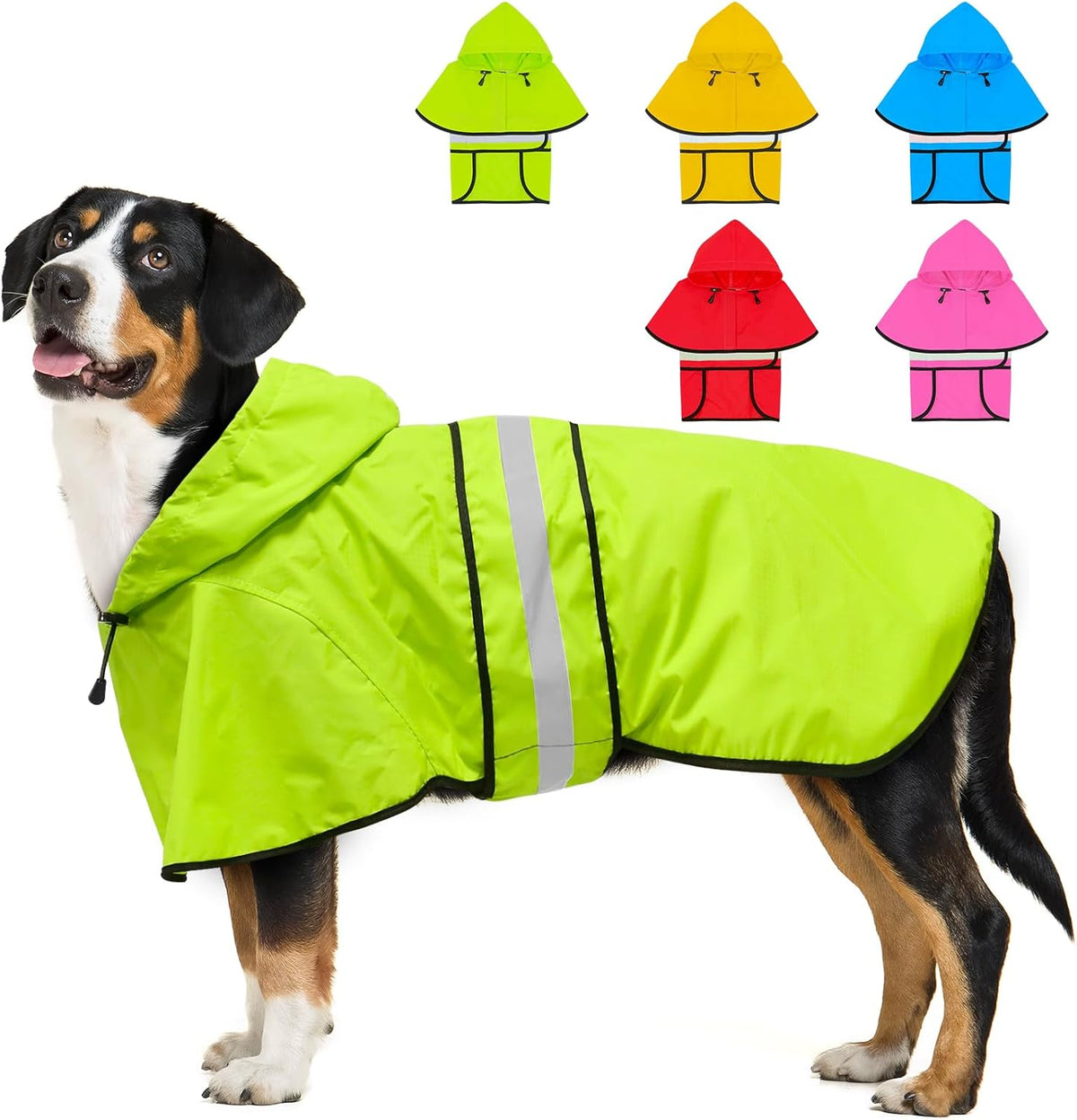 Fashion Hooded Dog Raincoat - Reflective Doggy Rain Jacket Lightweight Waterproof Dog Raincoats for Medium Dogs (Medium, Blue) - Image 13