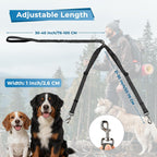 Sucegi no tangle dual dog walking lead laying flat to display entire hardware assembly.