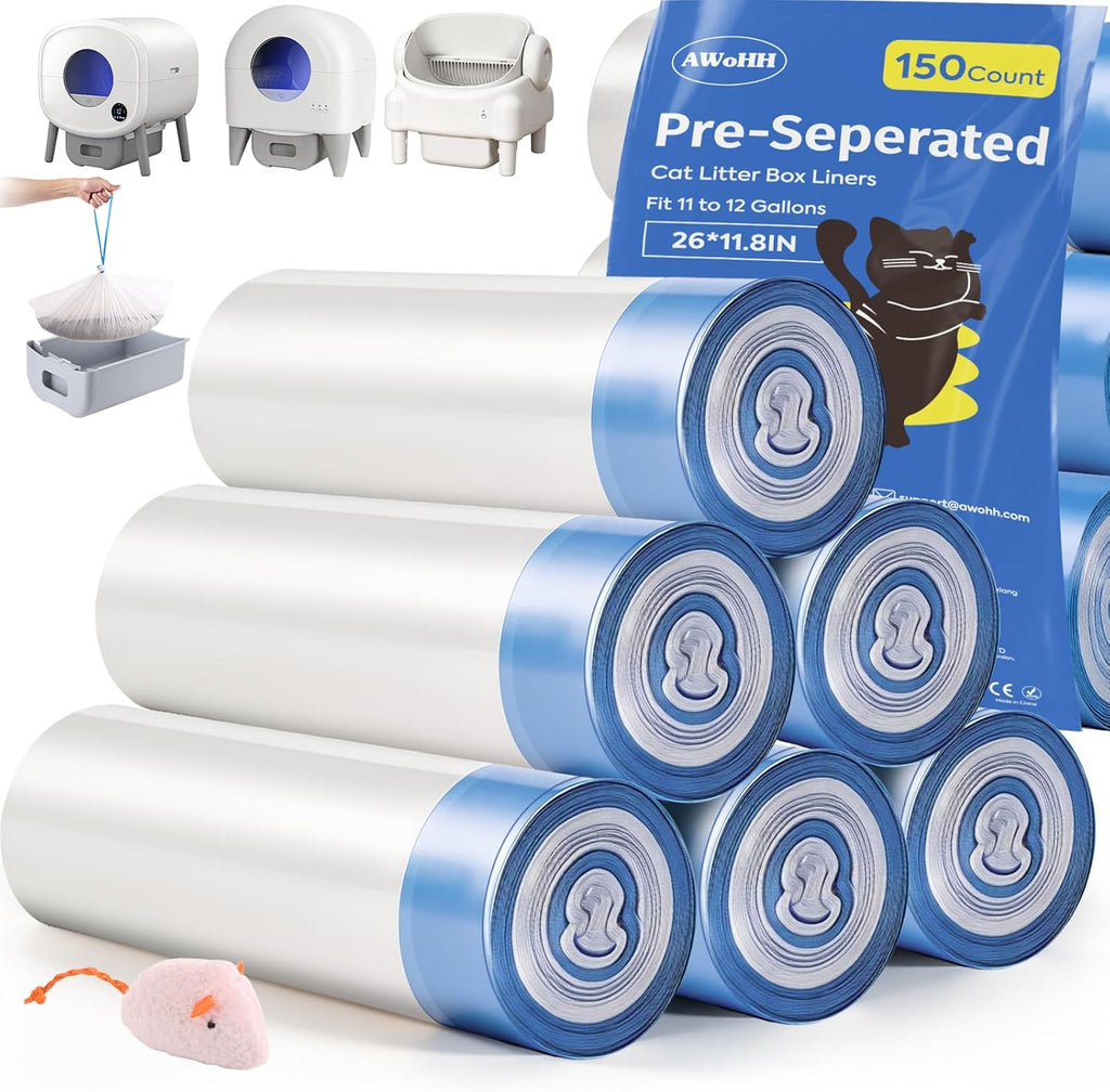 AWoHH self cleaning cat litter box bags 150 count front view packaging
