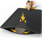 27" x 19" Cat Litter Mat - Ultra-Large Litter Box Mat with Double Layers, Urine-Proof and Non-Slip Litter Trapping Mat, Easy to Clean Kitty Litter Mats for Floor, Scatter Control, Grey - Image 9