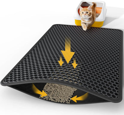 27" x 19" Cat Litter Mat - Ultra-Large Litter Box Mat with Double Layers, Urine-Proof and Non-Slip Litter Trapping Mat, Easy to Clean Kitty Litter Mats for Floor, Scatter Control, Grey - Image 9