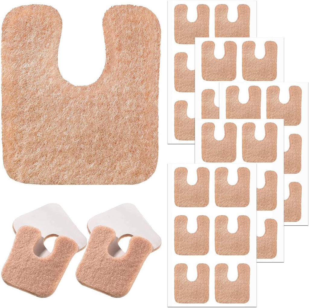 MoyRetty U Shaped Felt Callus Pads 30 pieces front view for foot pain relief.