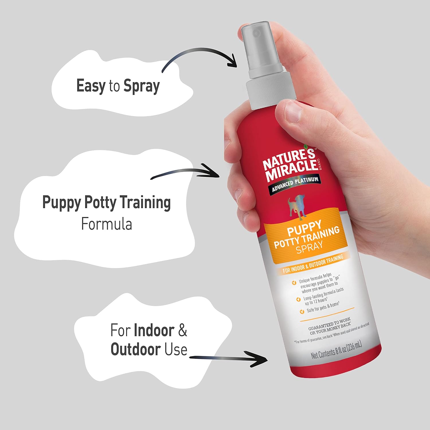 Indoor and outdoor puppy training aid bottle