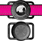 Close up of the removable metal loop attachment on the black protective pet tracker case