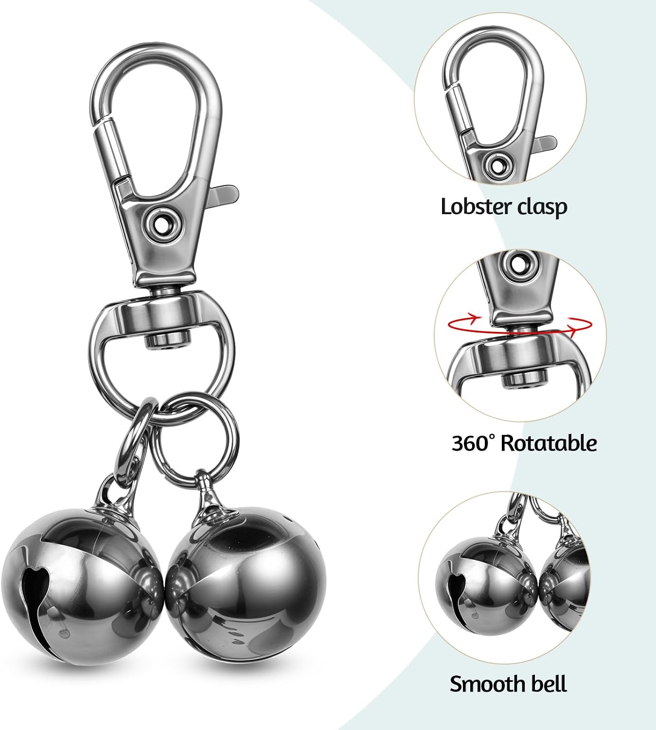 Salbsever training bells for dogs and cats attached securely to a standard pet collar.