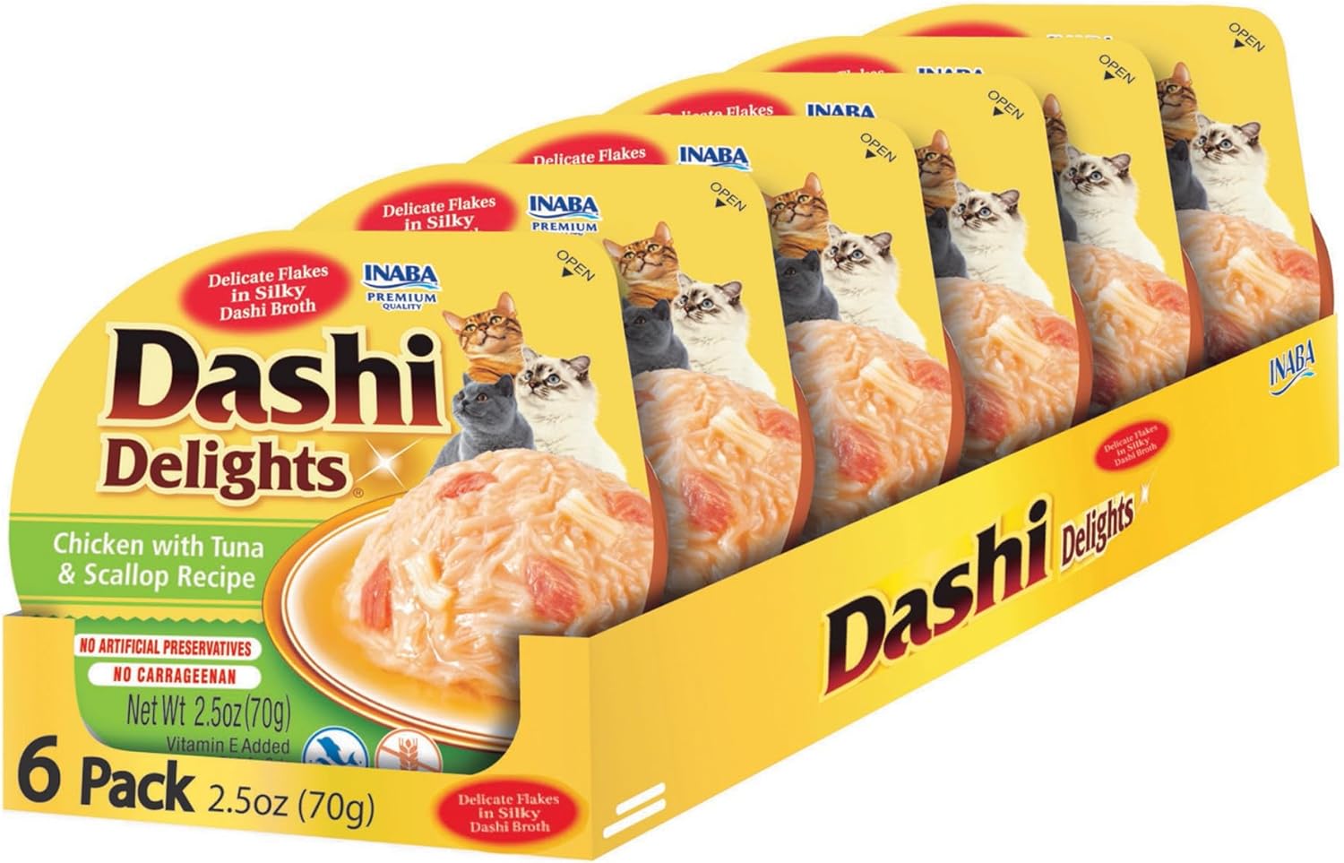 INABA Dashi Delights for Cats, Shredded Tuna Side Dish with Bonito Flake Broth, Cat Food Complement with Taurine & Green Tea Extract, 2.5 Ounce Cup, 6 Cups Total, Tuna with Bonito Flakes Recipe - Image 13