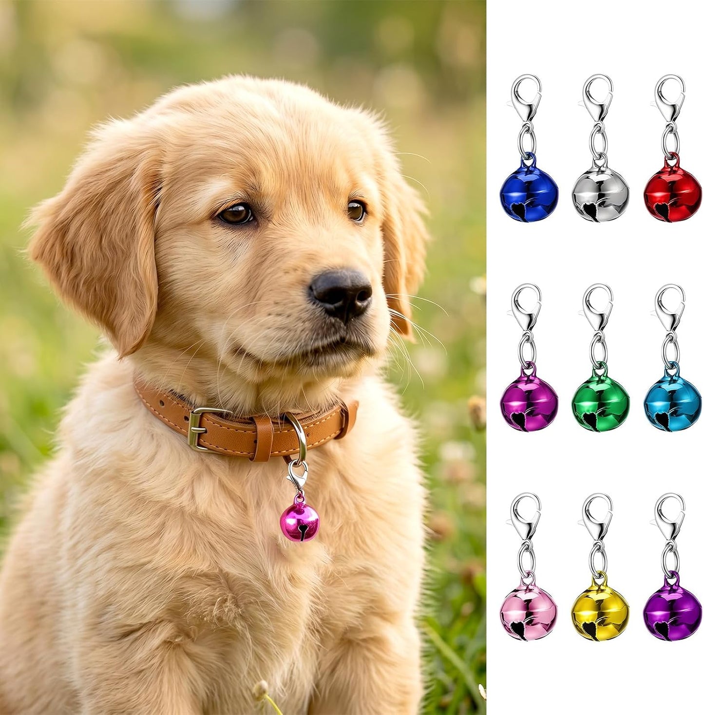 Corrosion resistant iron pet jingle bells showing the durable clasp construction detail.