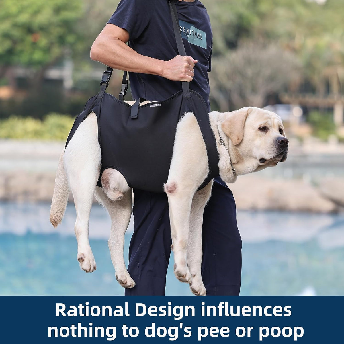 Eledume dog carrier harness showing back support handles