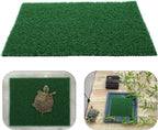 Yardwe durable simulation grass mat being trimmed for a custom reptile enclosure.