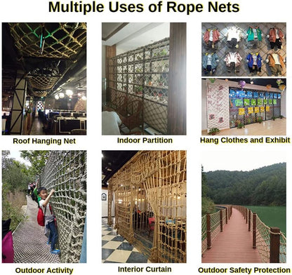 Child safety anti-fall net secured on a wooden railing