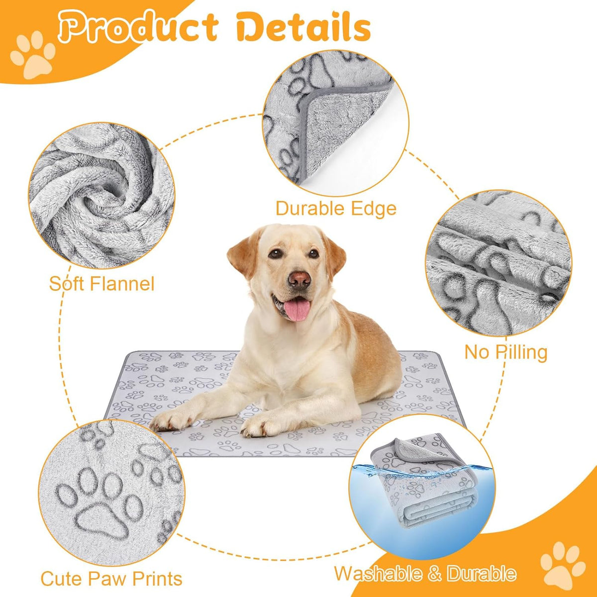 Okxiri flannel puppy blanket folded neatly highlighting the high quality 280GSM material