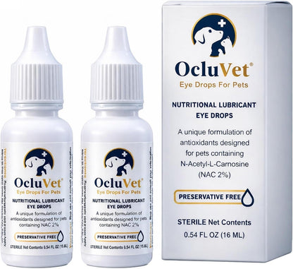 Premium OcluVet eye care solution for pet lens clarity and protein repair