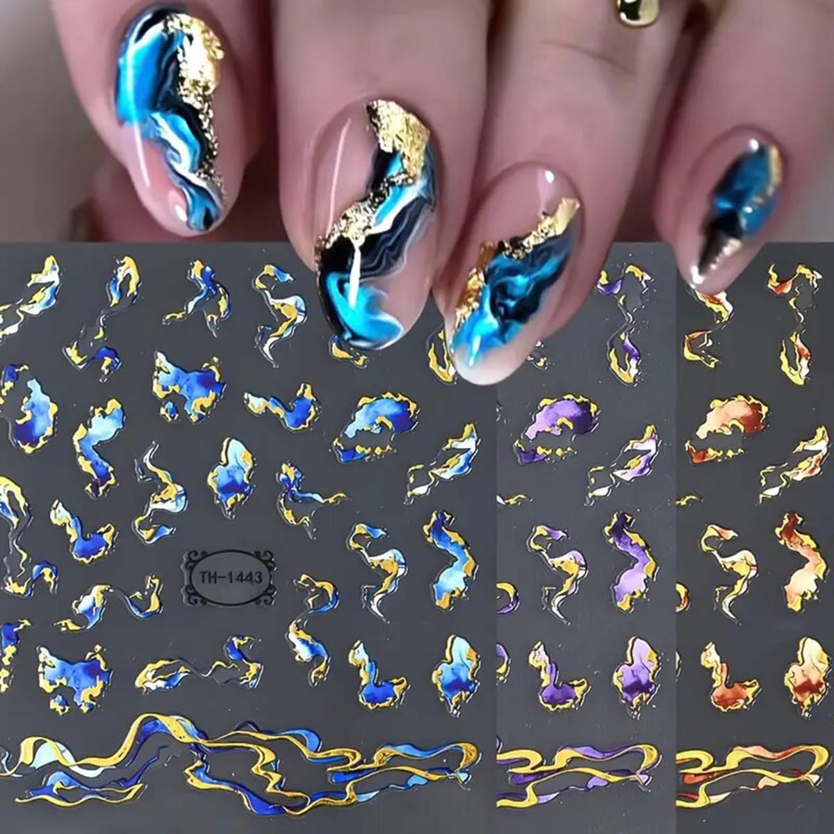 Aztsyt 3D Marble Wave Line Nail Art Stickers front view package